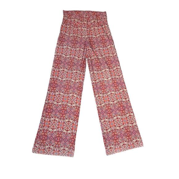 helen jon Pants - Helen Jon Printed Flare Pants Size M Tamarind UPF+ 50 Foldover Beach Made In USA